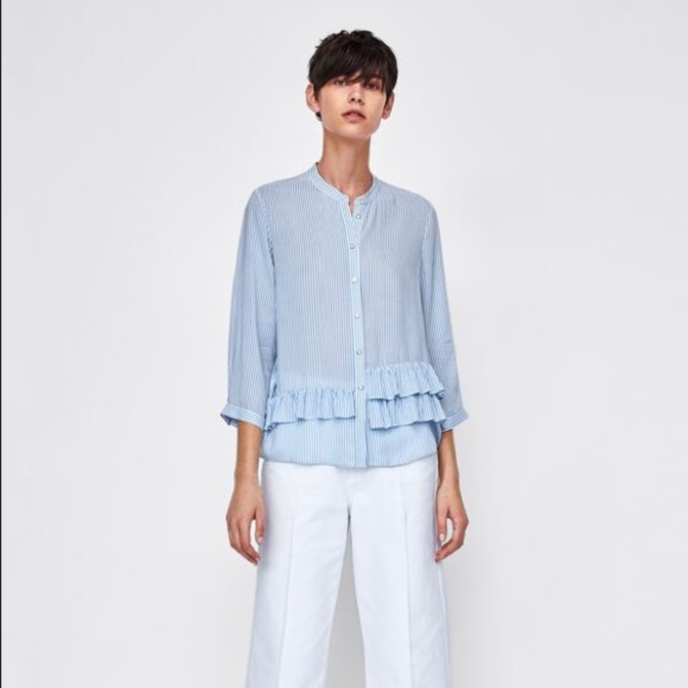ZARA Blouse with Ruffles - Picture 1 of 3